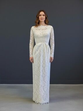 50s 60s LACE WEDDING Hourglass Bombshell Wiggle Dress XS Old Hollywood Glamour